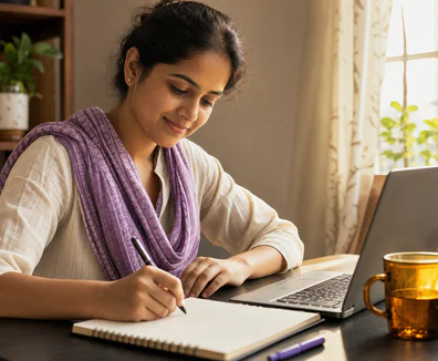 Indian learner writing goals after an English practice session