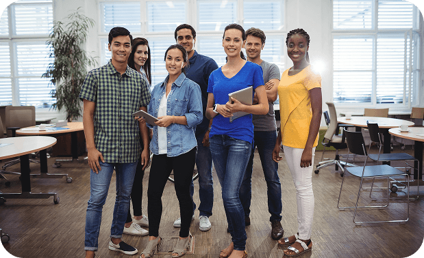 Students group in office environment